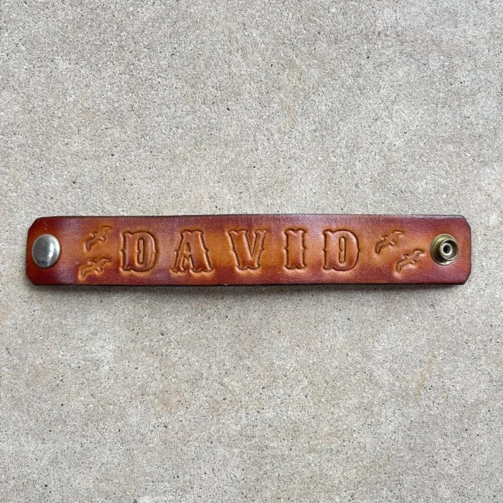 Tooled Leather David Cuffed Bracelet